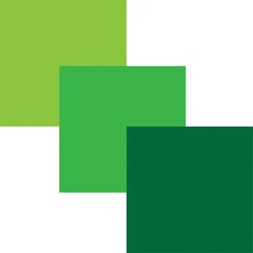 Three green squares on a white background. Vector stock illustration. Stock Illustration