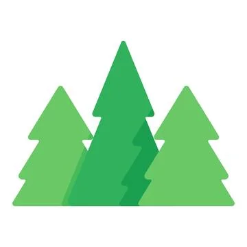 Three green stylized evergreen trees representing nature, forest, and ecology Ilustración de archivo