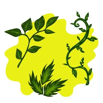 Three green vector plants Stock Illustration
