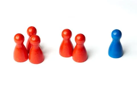 Three groups of game figures. Concept for teamwork or challange. Isolated on Stock Photos