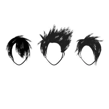 Three hair style faces Stock Illustration