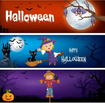 Three Halloween Banners Stock Illustration