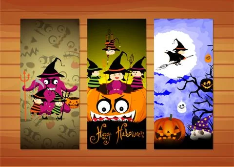 Three Halloween banners. Vector. Stock Illustration