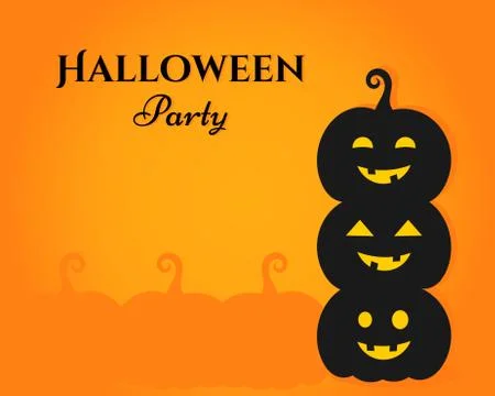 Three Halloween pumpkin lanterns on orange background. Halloween party invita Illustrazione stock