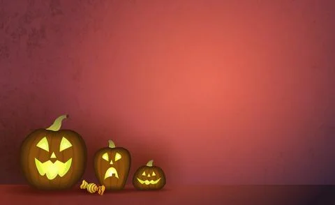 Three Halloween pumpkins background vector Illustrazione stock