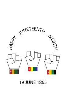 Three hand and caption for juneteenth Stock Illustration