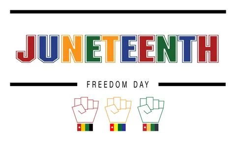 Three hand with color for juneteenth Stock Illustration