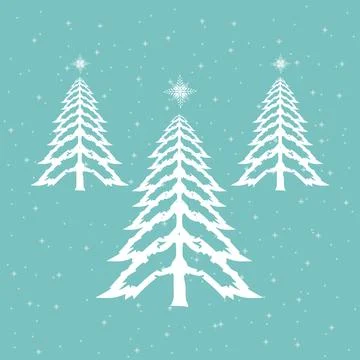 Three hand draw Christmas tree and snow vector pattern, winter trees and Ch.. Illustrazione stock