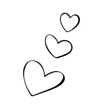 Three Hand Drawn Hearts Line Art Illustration for Love and Valentine Design Stock Illustration