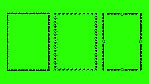 Three Hand Drawn Shaky Border Frames on Green Background 04 库存影片 318595759
