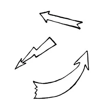 Three hand drawn white arrows Stock Illustration