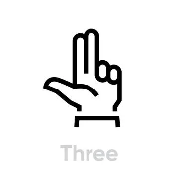 Three hand gesture icon. Editable line vector. Stock Illustration