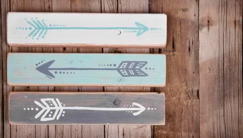 Three hand painted arrows Stock Photos