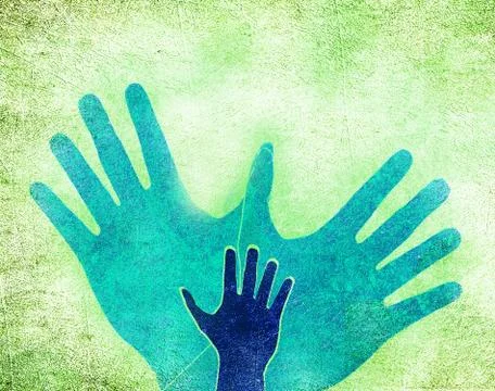 Three hands and one dove Stock Illustration