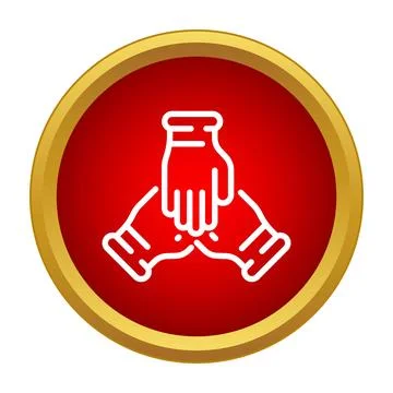 Three hands collaborating in red circle icon Stock Illustration