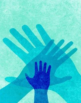 Three hands digital illustration Stock Illustration
