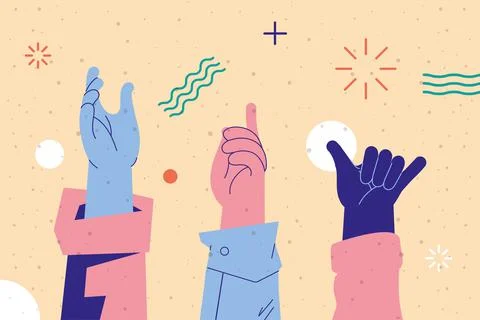 Three hands gestures Stock Illustration