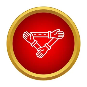 Three hands interlocking forming a team unity triangle icon 스톡 일러스트
