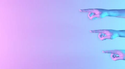 Three Hands Pointing In The Same Direction With The Index Finger Stock Illustration