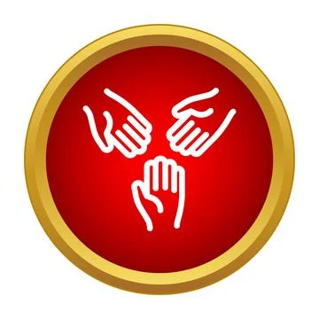Three hands showing unity, collaboration, and teamwork concept Stock Illustration