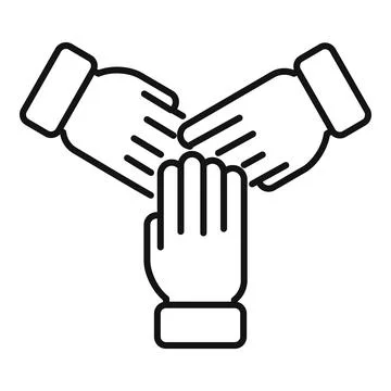 Three hands stacking together showing teamwork and collaboration Illustrazione stock