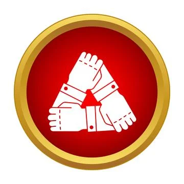 Three hands uniting forming a ring icon Stock Illustration