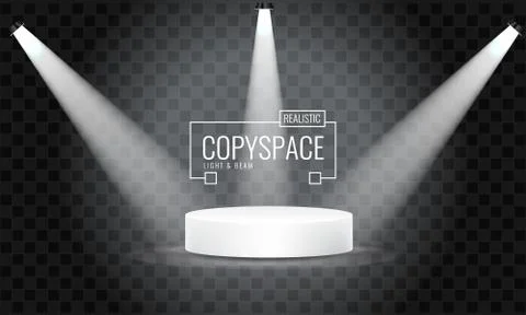 Three hanging spotlights design with direction of rays in one point on Stock Illustration