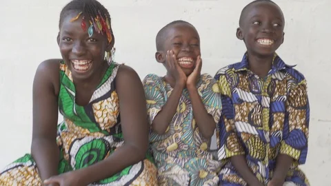 Three Happy Black Children Stock Footage 97063655