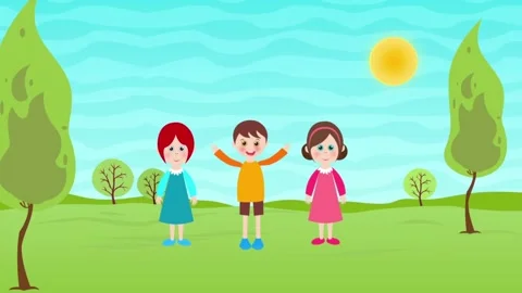Three happy children playing outside on a sunny day in a video 스톡 동영상 329744676
