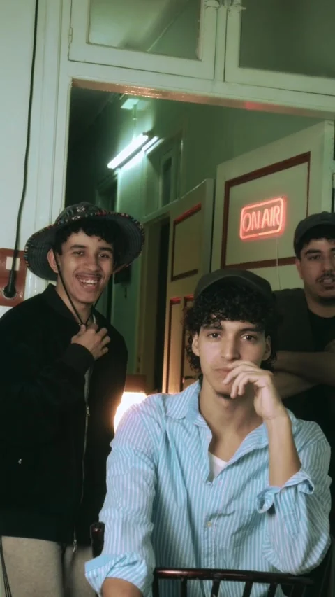 Three Happy Creative Friends Smiling in Retro Studio Stock Footage 321679823
