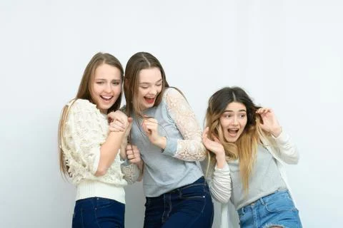 Three happy friends Stock Photos