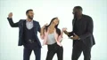 The three happy people dancing on the white background 4k or 4k+ Resolution