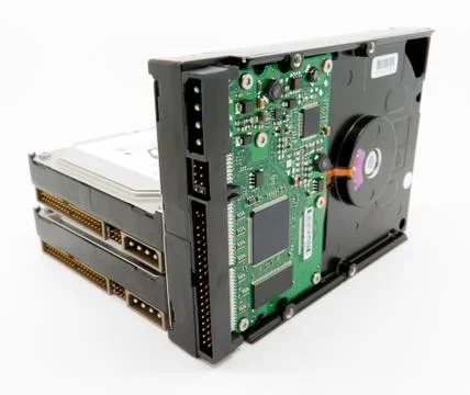 Three hard disk drives from a Desktop PC Stock Photos