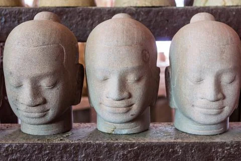 Three head of buddha statue Stock Photos