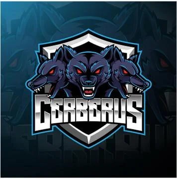 Three headed cerberus mascot logo design Illustrazione stock