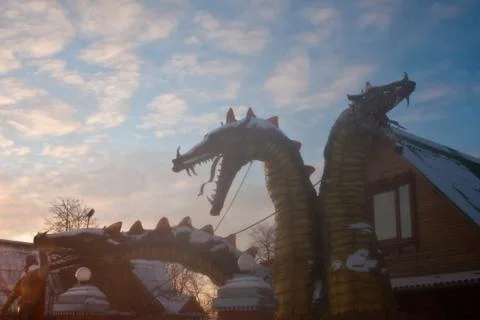 Three headed dragon house Foto stock
