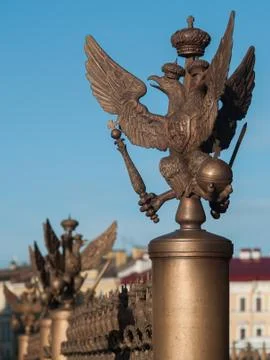 Three-headed eagle on Palace Square in Saint-Petersburg, Russia Stock Photos