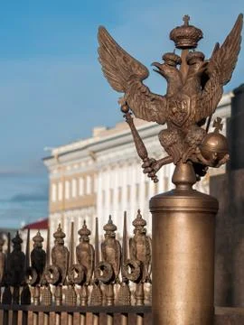 Three-headed eagle on Palace Square in Saint-Petersburg, Russia Stock Photos