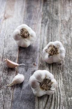 Three Heads of Garlic Stock Photos