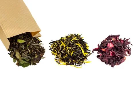 Three heaps of tea Foto stock