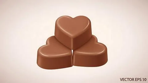 Three heart-shaped chocolates Stock Illustration
