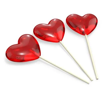Three heart shaped lollipops Stock Illustration