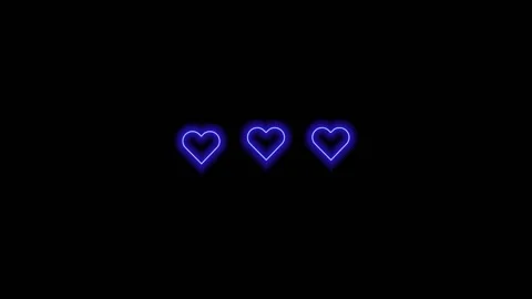 Three hearts blinking red and blue colors on black background. Stock Footage 157222948