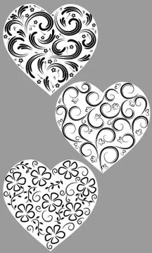 Three hearts from curls Stock Illustration