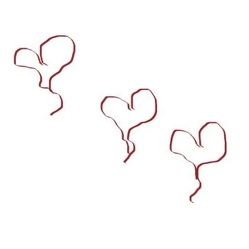 Three Hearts diagonal row hand drawn red Stock Illustration