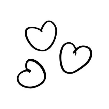 Three hearts vector icon drawn in one line. Stock Illustration