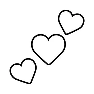 Three hearts vector icon. Valentine day concept. Flat line simple illustration Stock Illustration