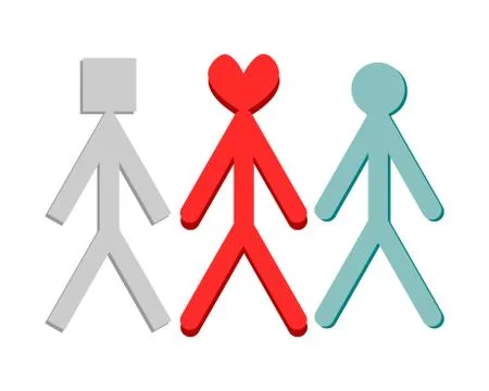 Three heavily stylized figures Stock Illustration