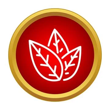 Three herbal leaves icon in a red circle Stock Illustration