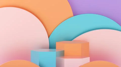 Three hexagons forming a pedestal to showcase products. 3D Illustration. Stock Illustration
